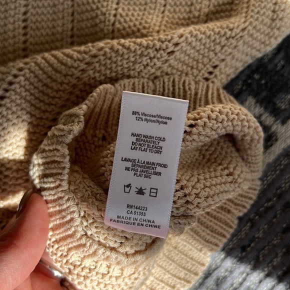 Bishop + Young Zen Asymmetrical Dolman Sleeve Knit Texture Sweater Cream - Picture 4 of 5